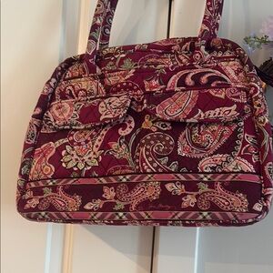 Vera Bradley Quilted Paisley Shoulder Bag in Burgundy Pink Multi